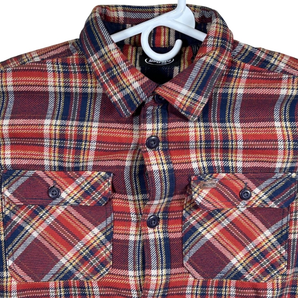 Buffalo Jeans Mens Plaid Shirt Jacket Red Navy Cotton Flannel Shacket Medium New